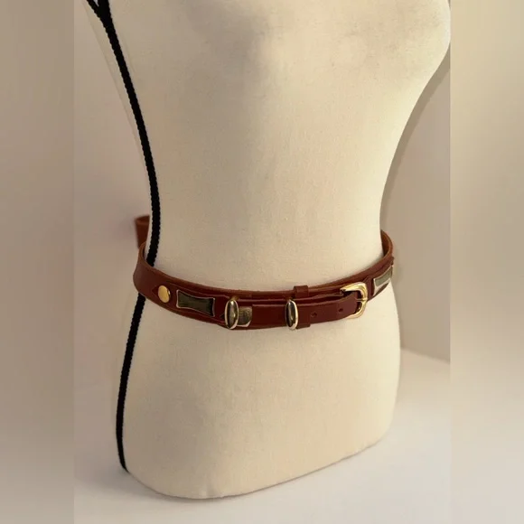 Women’s INIFINITY tan and gold leather belt size 36 - Picture 3 of 12